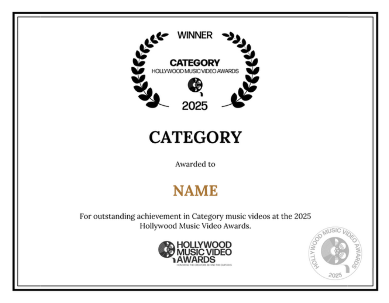 OFFICIAL HMVAs 2026 Certificate